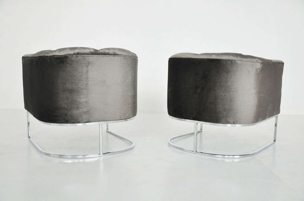 Milo Baughman Chrome Chesterfield Chairs 4
