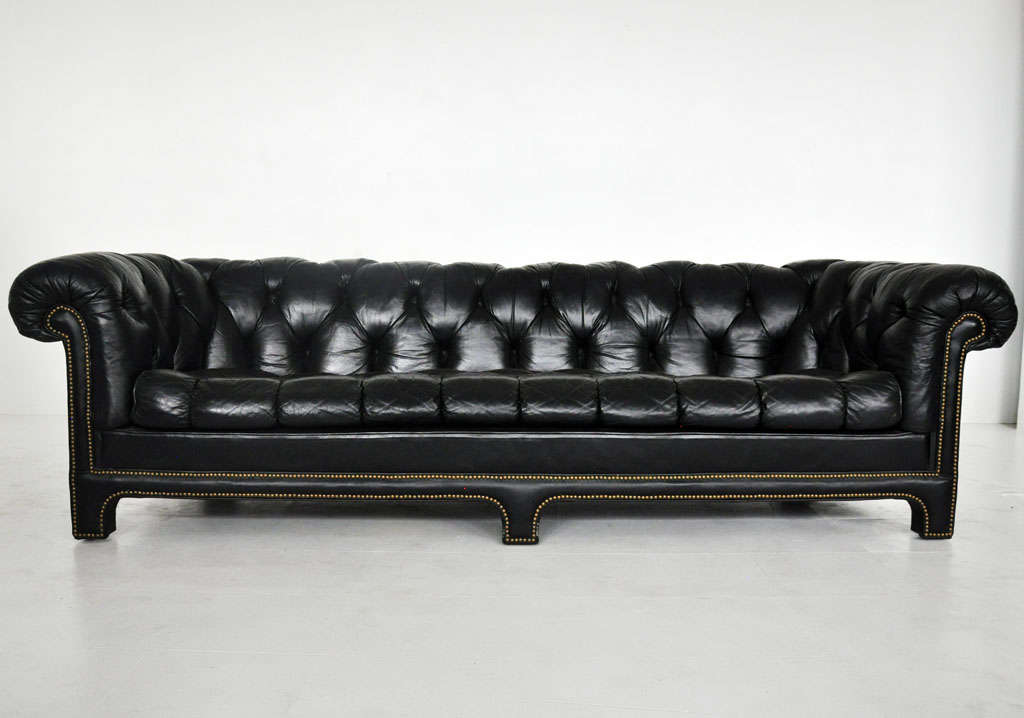 Black Leather Chesterfield Sofa At 1stdibs, Black Leather Chesterfield Sofa