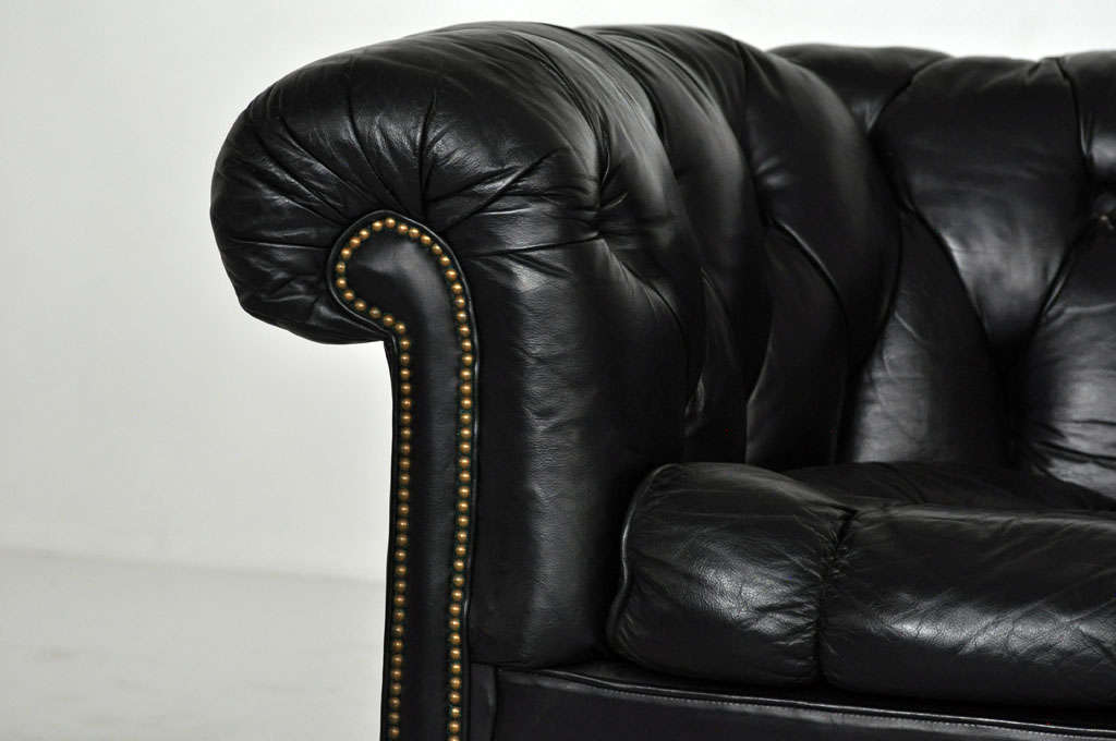 American Black Leather Chesterfield Sofa