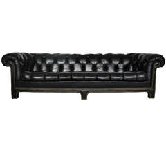 Retro Black Leather Chesterfield Sofa