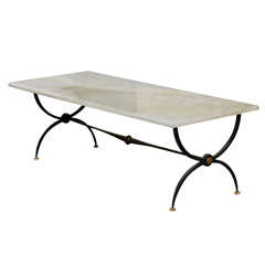 Mid C French Onyx Top Coffee Table With Bronze Tips