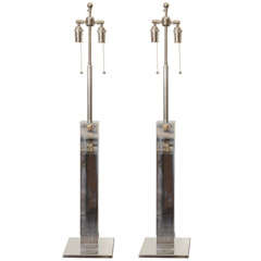 Pair Of Chrome Lamps By Nessen