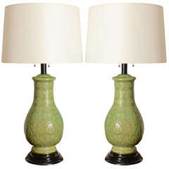 Pair Of Hollywood Regency Ceramic Lamps