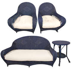 The Most Brilliant Ralph Lauren Blue Wicker Suite
