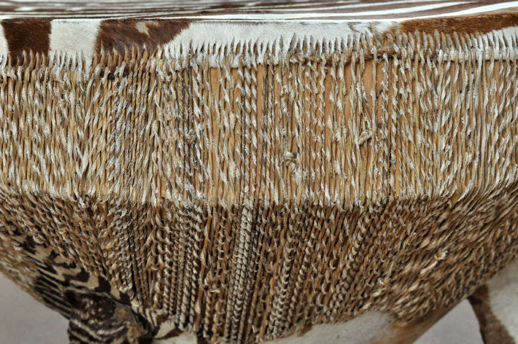 Zebra Hide Drum Table In Excellent Condition In Round Top, TX