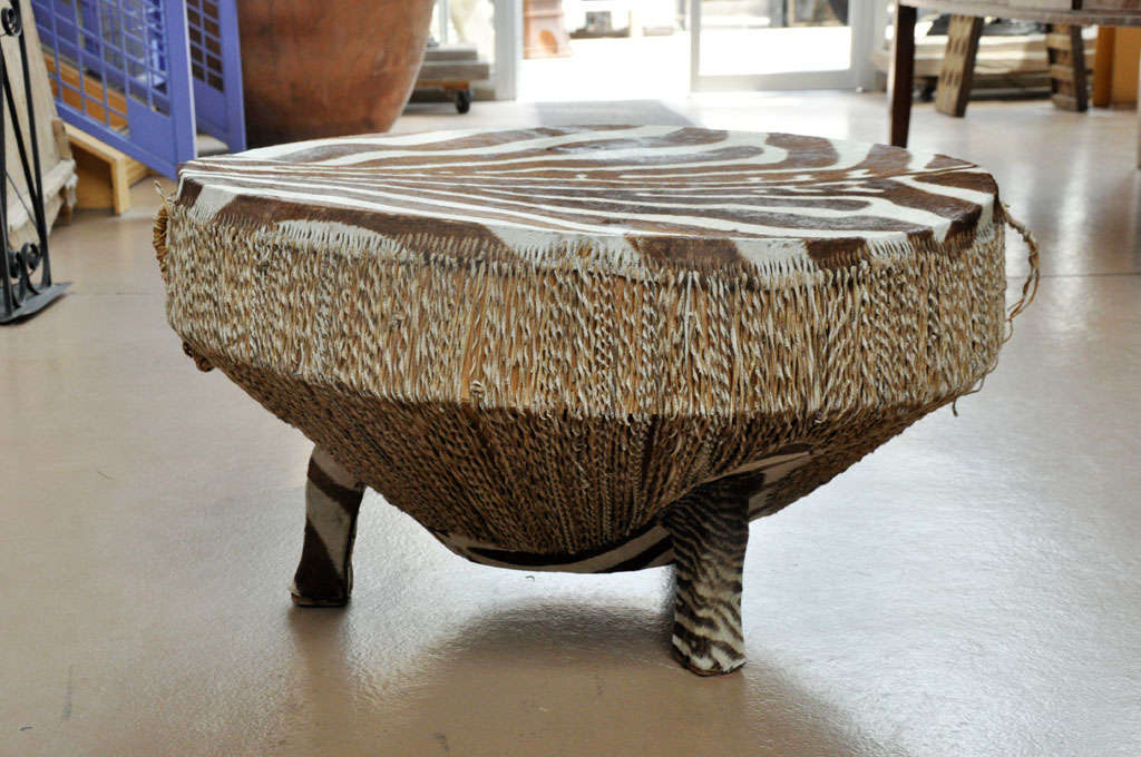 Zebra Hide Drum Table at 1stdibs
