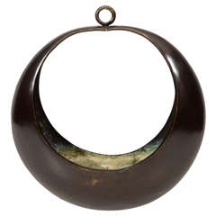 Antique A Japanese Bronze Moon Shaped Hanging Basket
