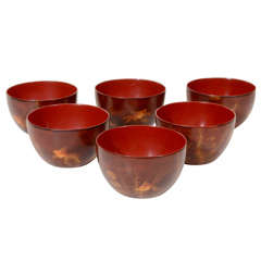 Vintage A Set of Six Vietnamese Lacquer Bowls