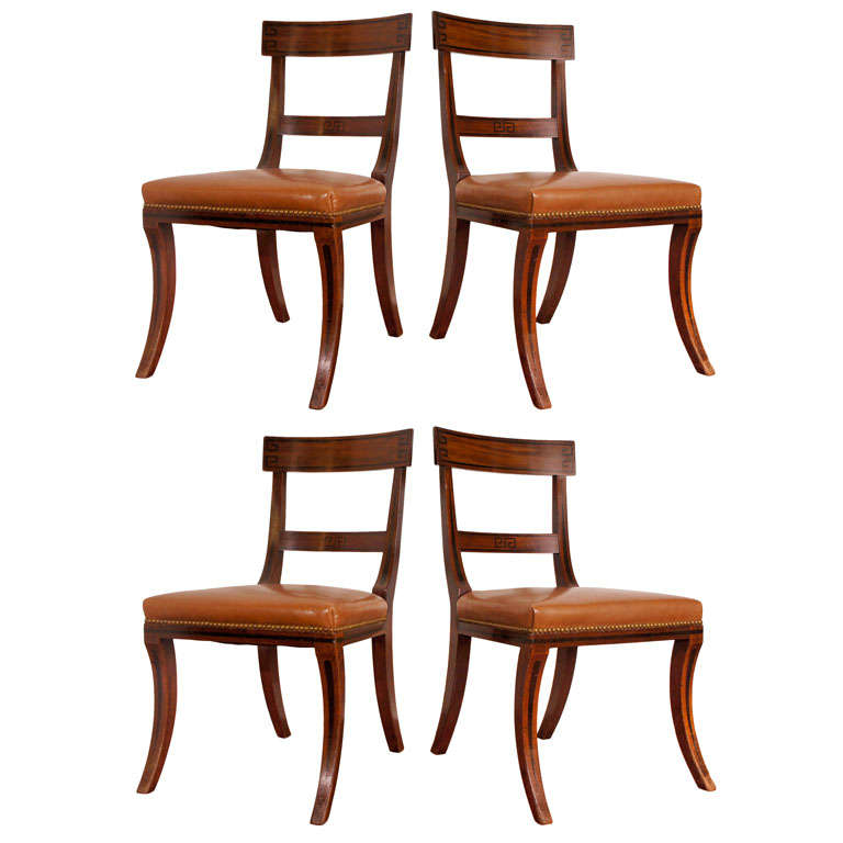 Set of Four Regency Mahogany Side Chairs For Sale
