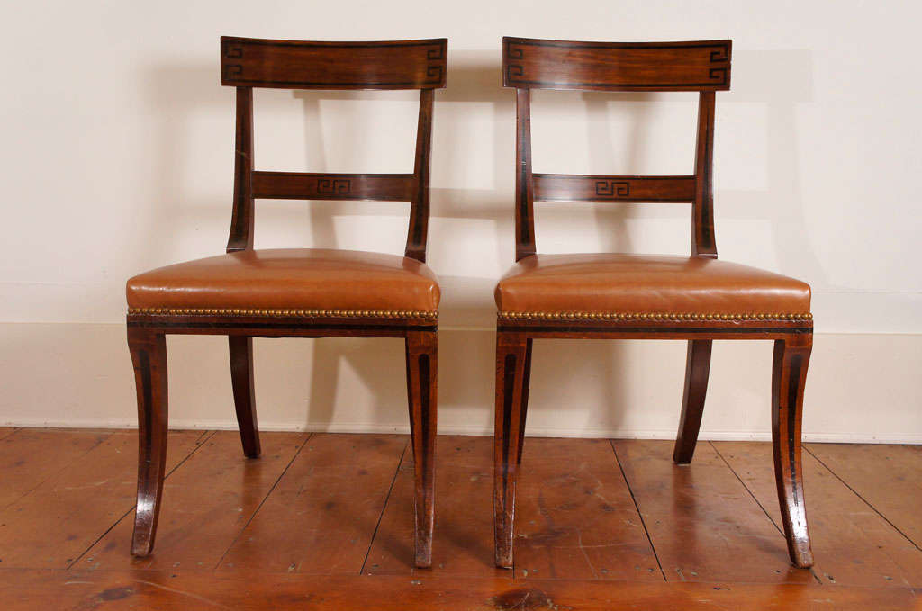English Set of Four Regency Mahogany Side Chairs For Sale