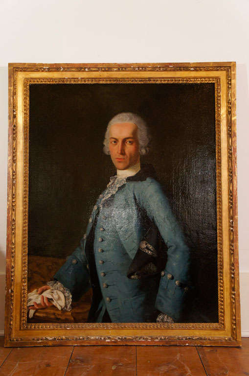 Italian 18th century oil-on-canvas painting of a gentleman. Unsigned.