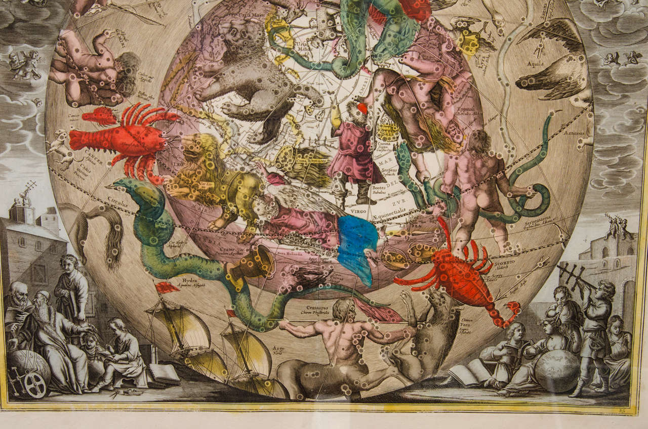 A Spectacular Celestial Chart by Andreas Cellarius For Sale 2