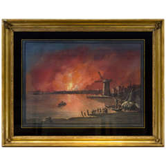 Used A Remarkable Early 19th-Century Watercolor of the Famous New York Fire of 1835 by Nicolino Calyo