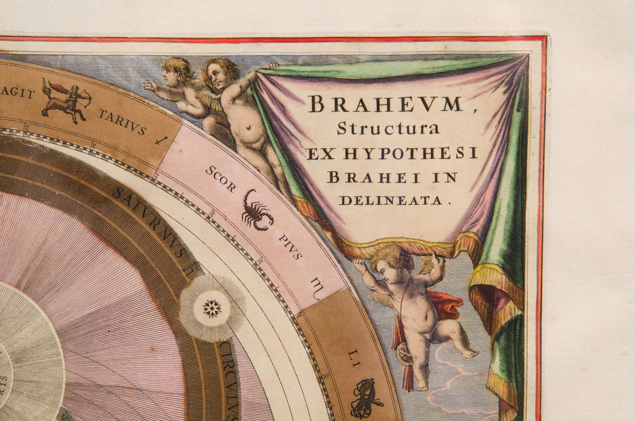 18th Century and Earlier A Spectacular Celestial Chart by Andreas Cellarius For Sale