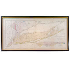 Antique William W. Mather's Geological Map of Long Island