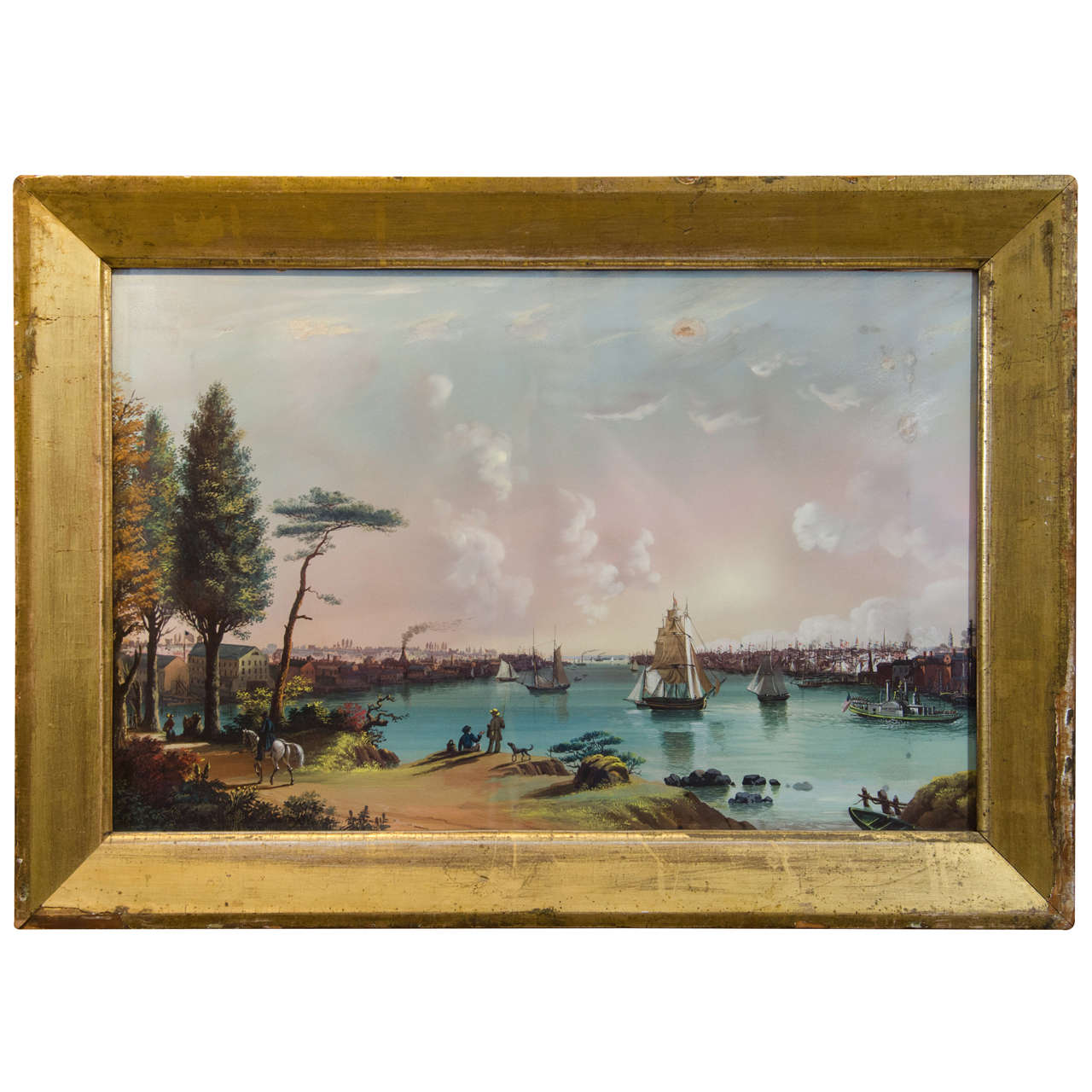 A Nineteenth Century The East River Looking Southwest by Nicolino Calyo For Sale