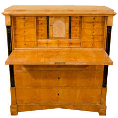 Antique Biedermeier Secretaire in Birch