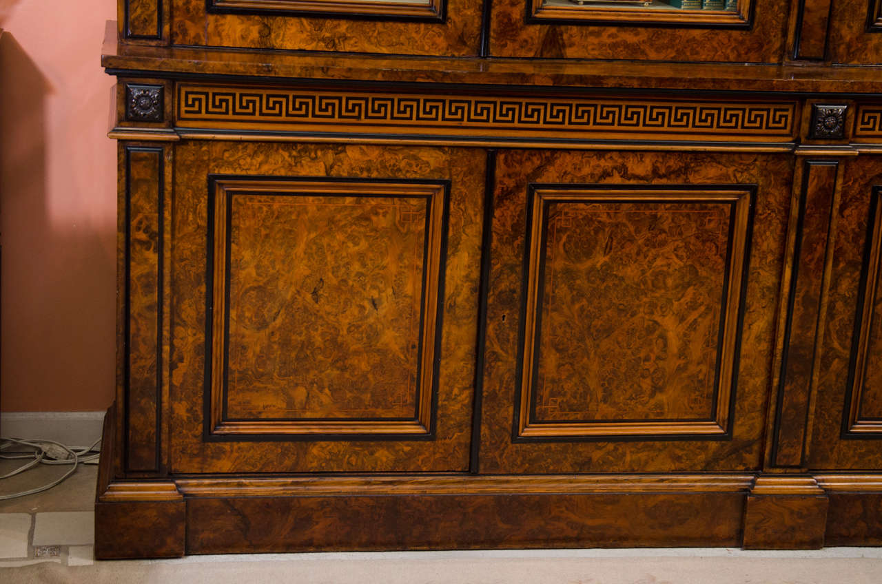 19th Century Fine Late Regency Walnut Inlaid Bookcase