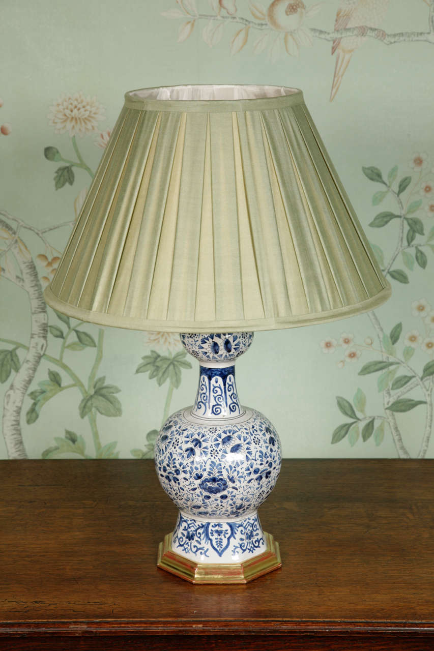 A Pair of Blue and White Dutch Delft Garlic Bulb Vases