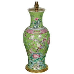 Large Lamped Chinese Porcelain Vase