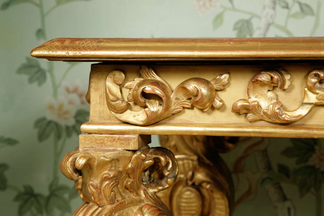 Impressive Continental 17th Century Gilt wood Console Table In Good Condition In London, GB