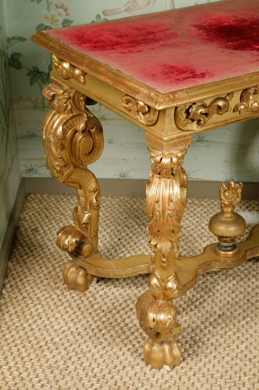 Gold Impressive Continental 17th Century Gilt wood Console Table