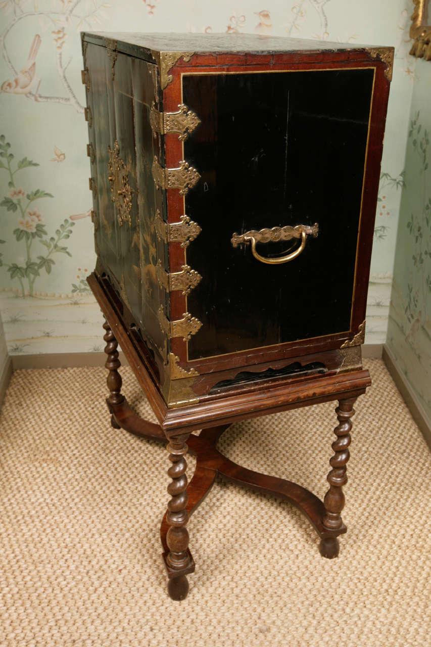 A 17th Century Japanese Lacquer Cabinet on English Stand 3