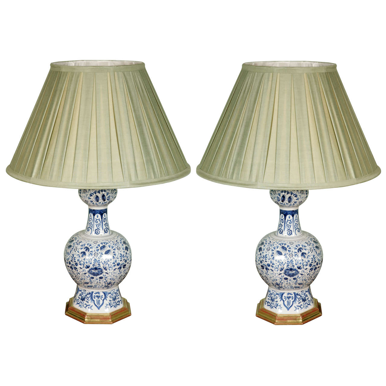 A Pair of Blue and White Dutch Delft Garlic Bulb Vases at 1stDibs