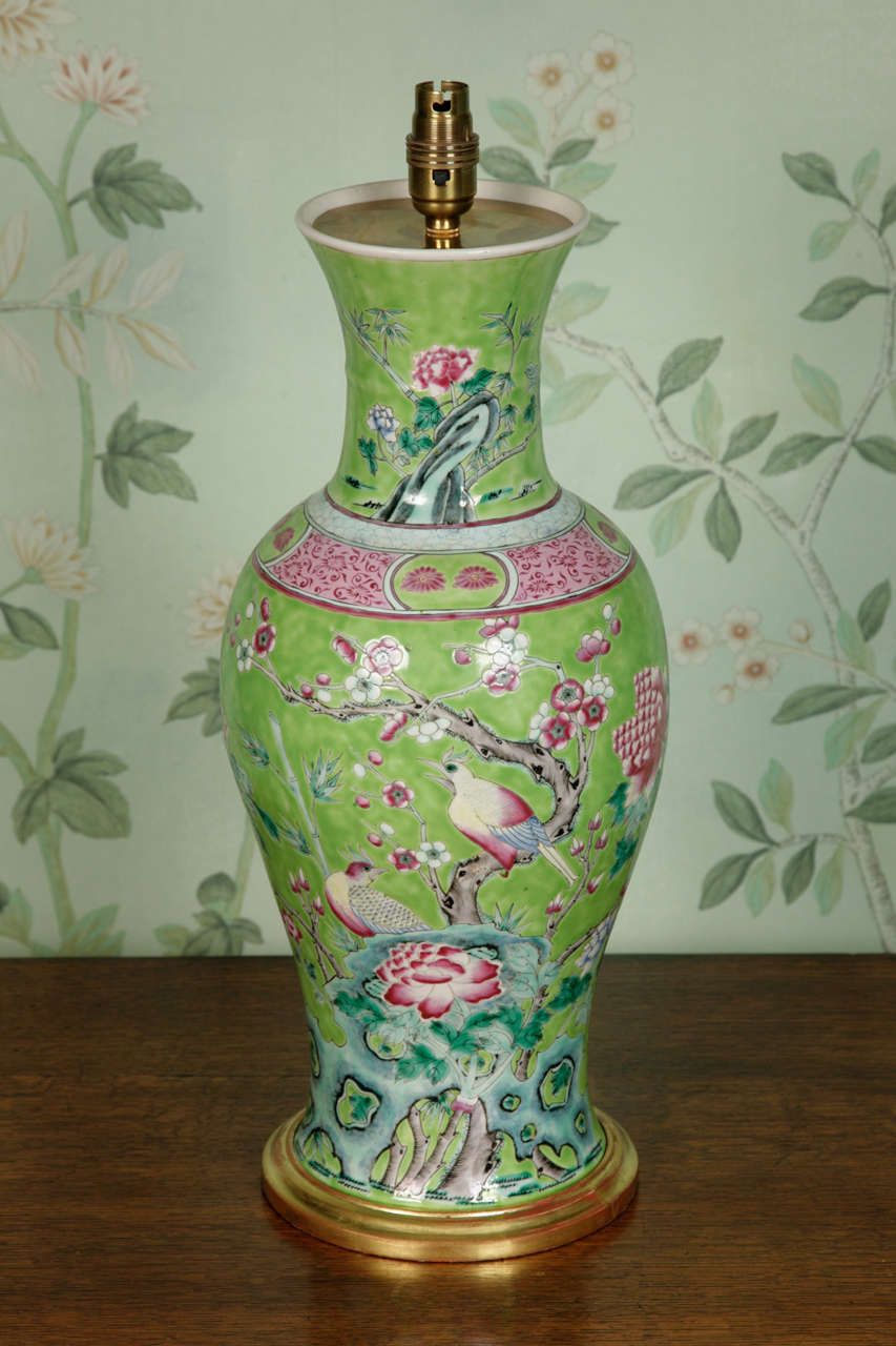 Large Lamped Chinese Porcelain Vase at 1stDibs