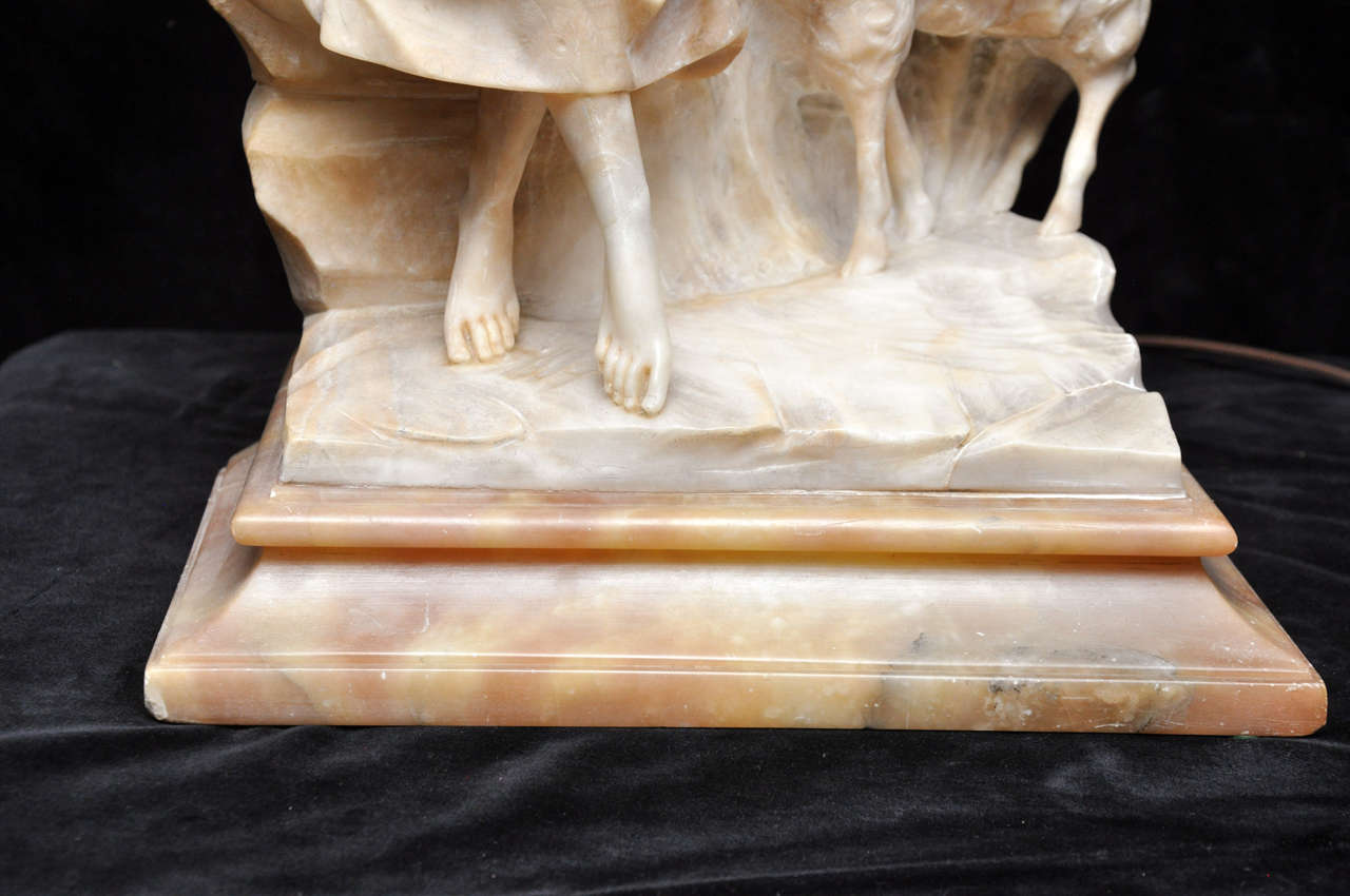 19th Century Neoclassical Alabaster Sculpture Lamp