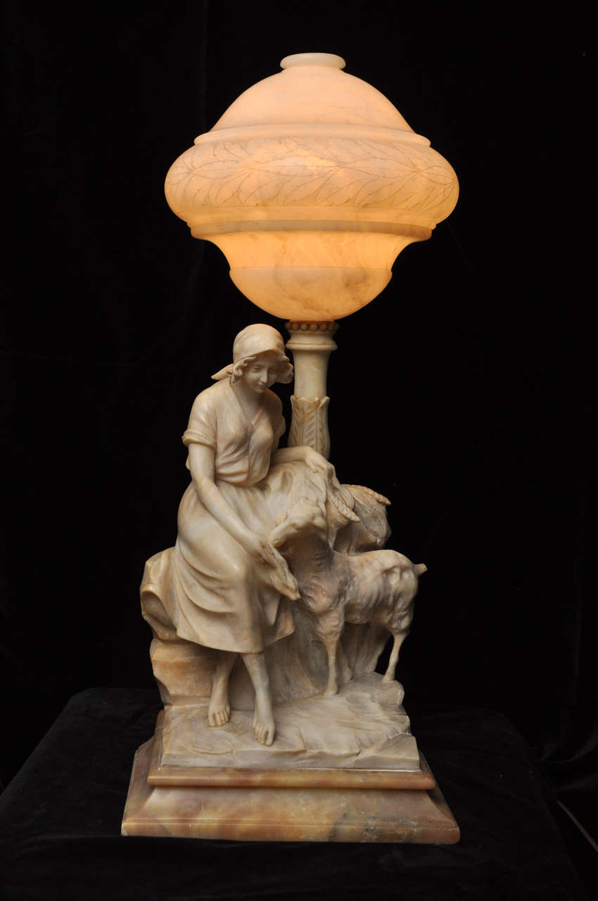Neoclassical Alabaster Sculpture Lamp 1