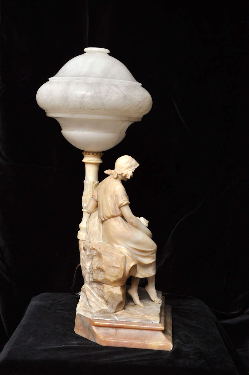 Neoclassical Alabaster Sculpture Lamp 2
