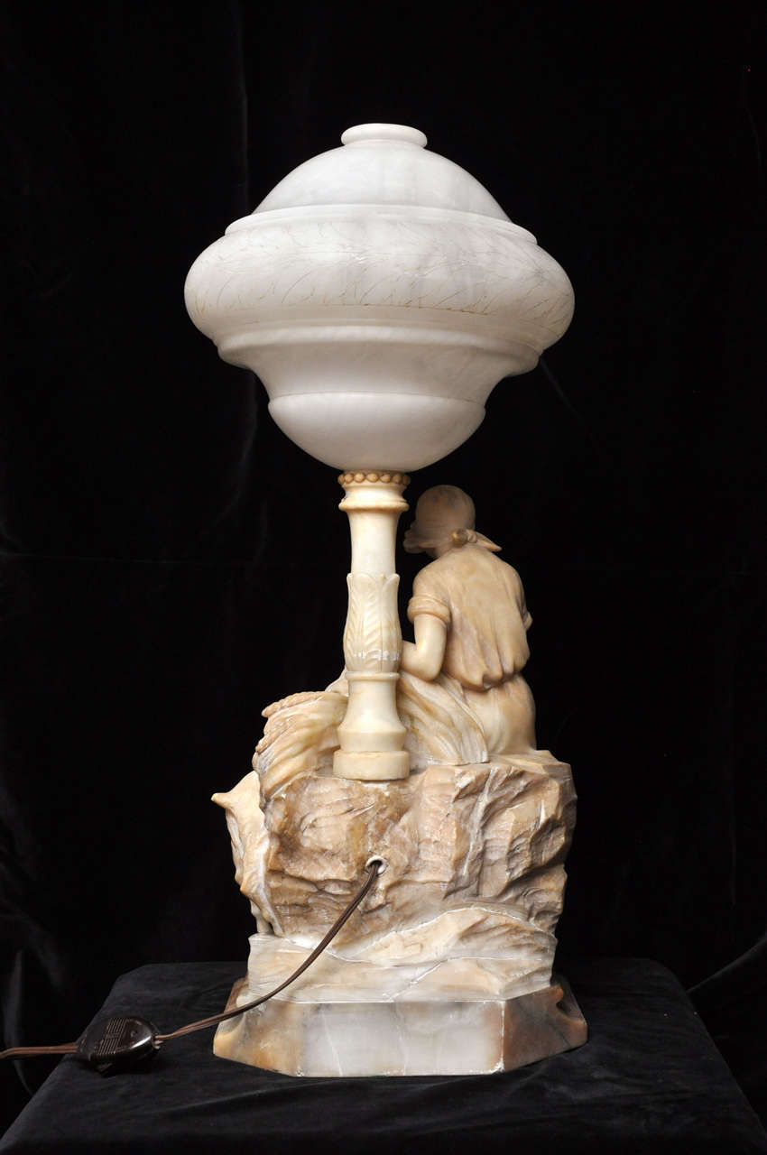 Neoclassical Alabaster Sculpture Lamp 3