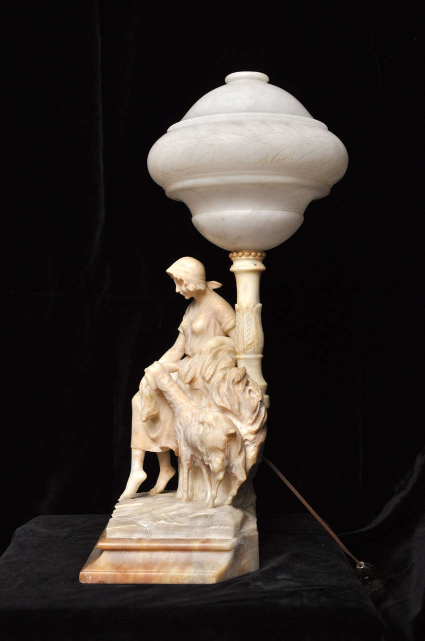 Neoclassical Alabaster Sculpture Lamp 4