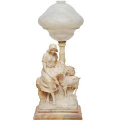 Antique Neoclassical Alabaster Sculpture Lamp