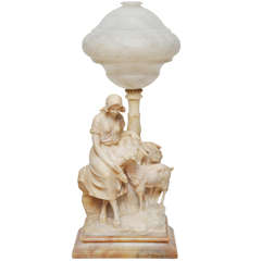 Neoclassical Alabaster Sculpture Lamp