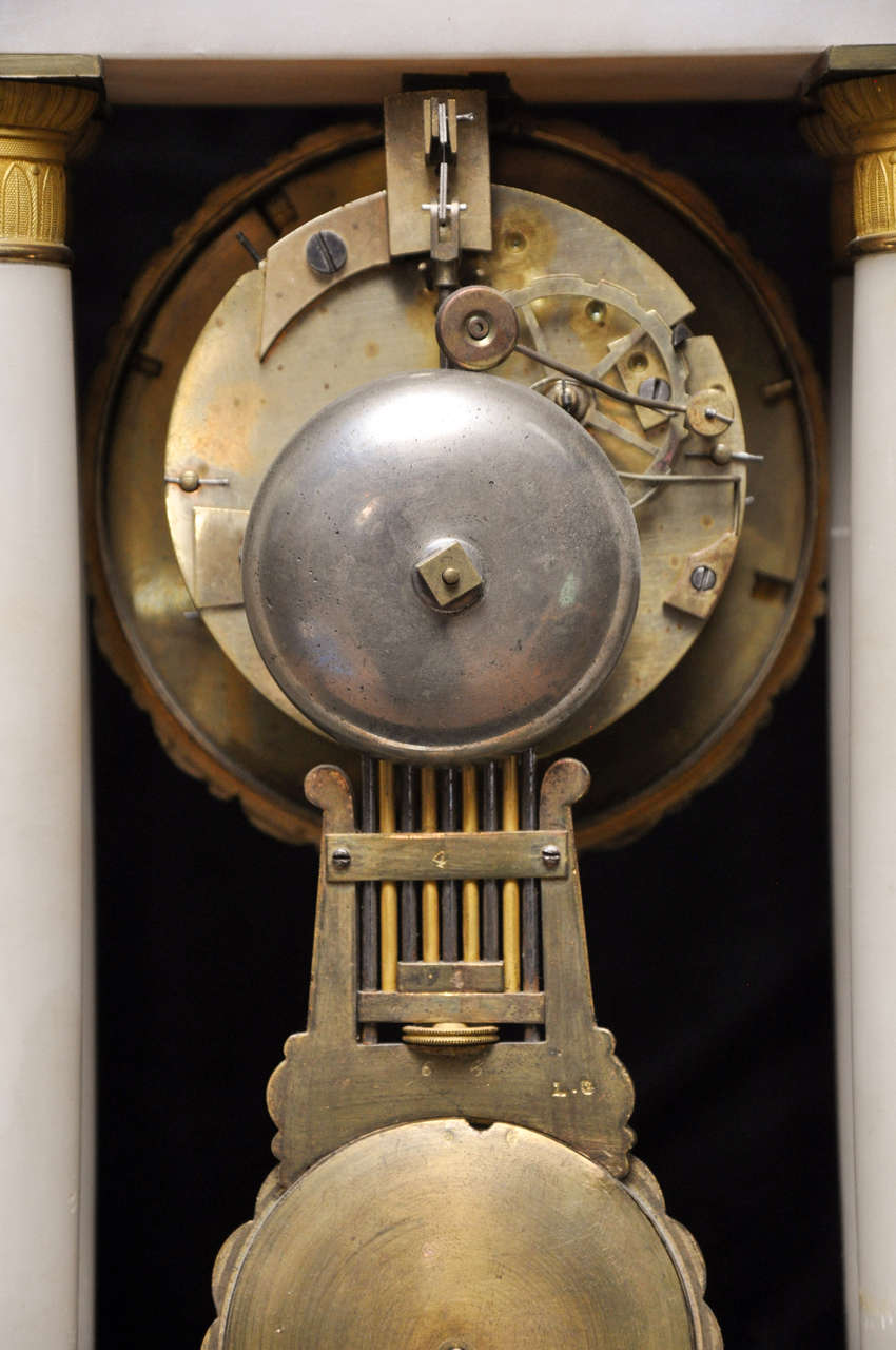 Ormolu Louis Philippe Period Alabaster and Gilt Bronze Portico Clock, France, 1840 For Sale