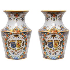Pair of Antique Rouen Vases