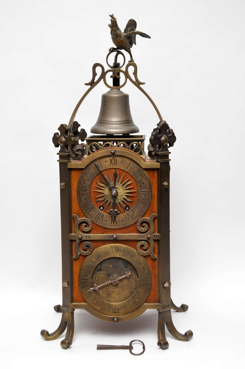 French Mahogany and Brass Mantel Clock In Good Condition In Chicago, IL