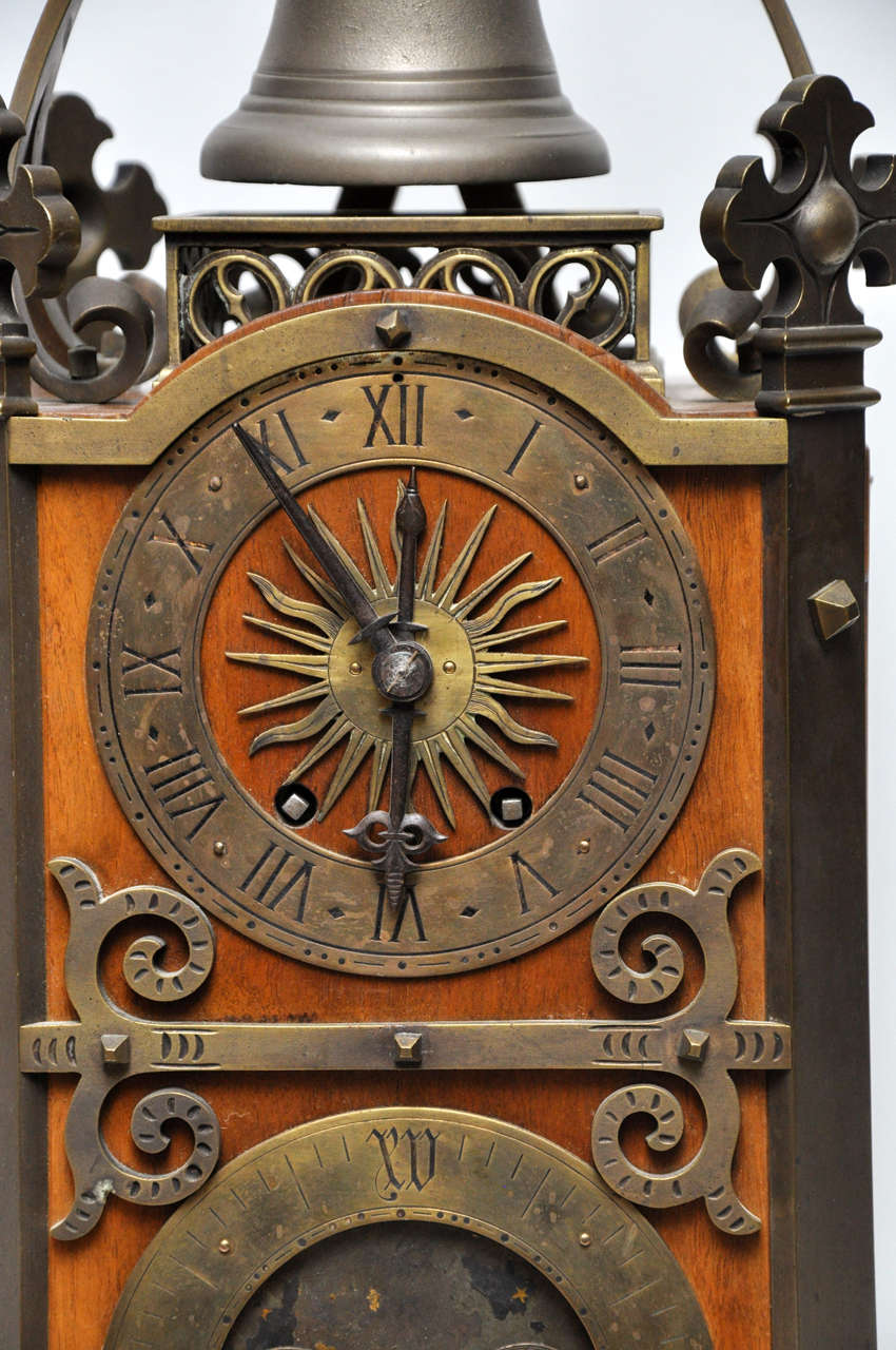 19th Century French Mahogany and Brass Mantel Clock