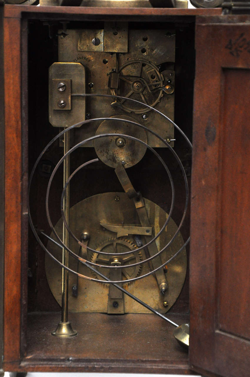 French Mahogany and Brass Mantel Clock 5