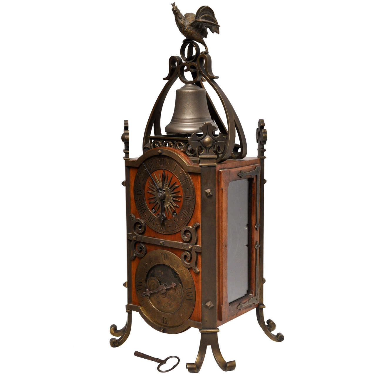 French Mahogany and Brass Mantel Clock