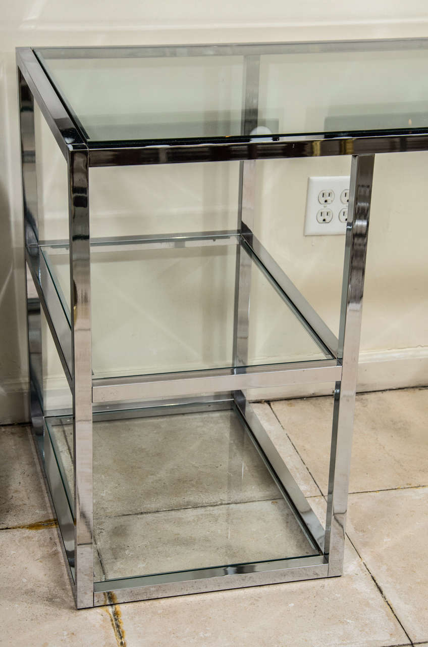Mid-Century Modern Chrome and glass four shelf desk