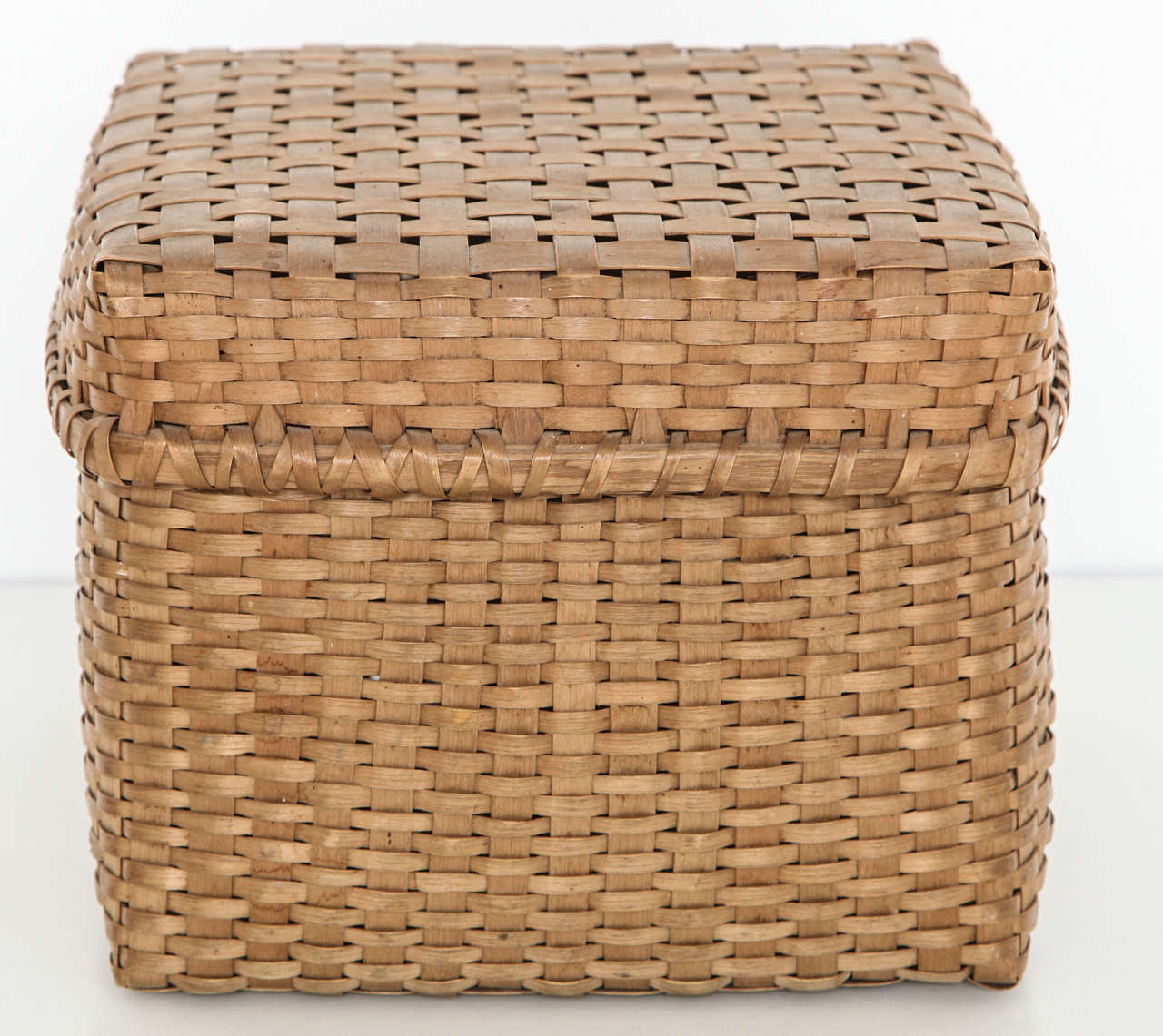 American Small Lidded Woven Basket, Late 19th c.