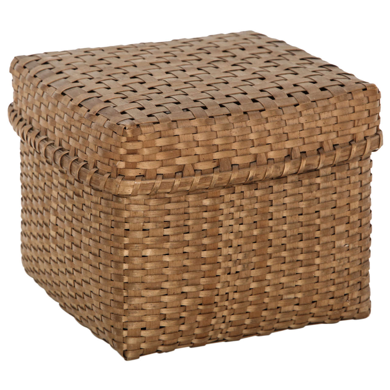 Small Lidded Woven Basket, Late 19th c.