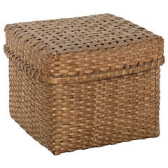 Small Lidded Woven Basket, Late 19th c.