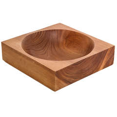 Square Wooden Bowl with Round Center