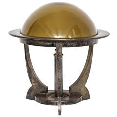 Vintage Metal and Glass Table Lamp Attributed to Allgemeine Elektricitats-Gesellschaft