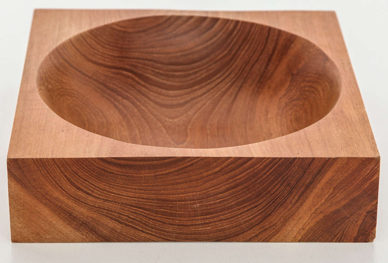 Square Wooden Bowl with Round Center at 1stDibs