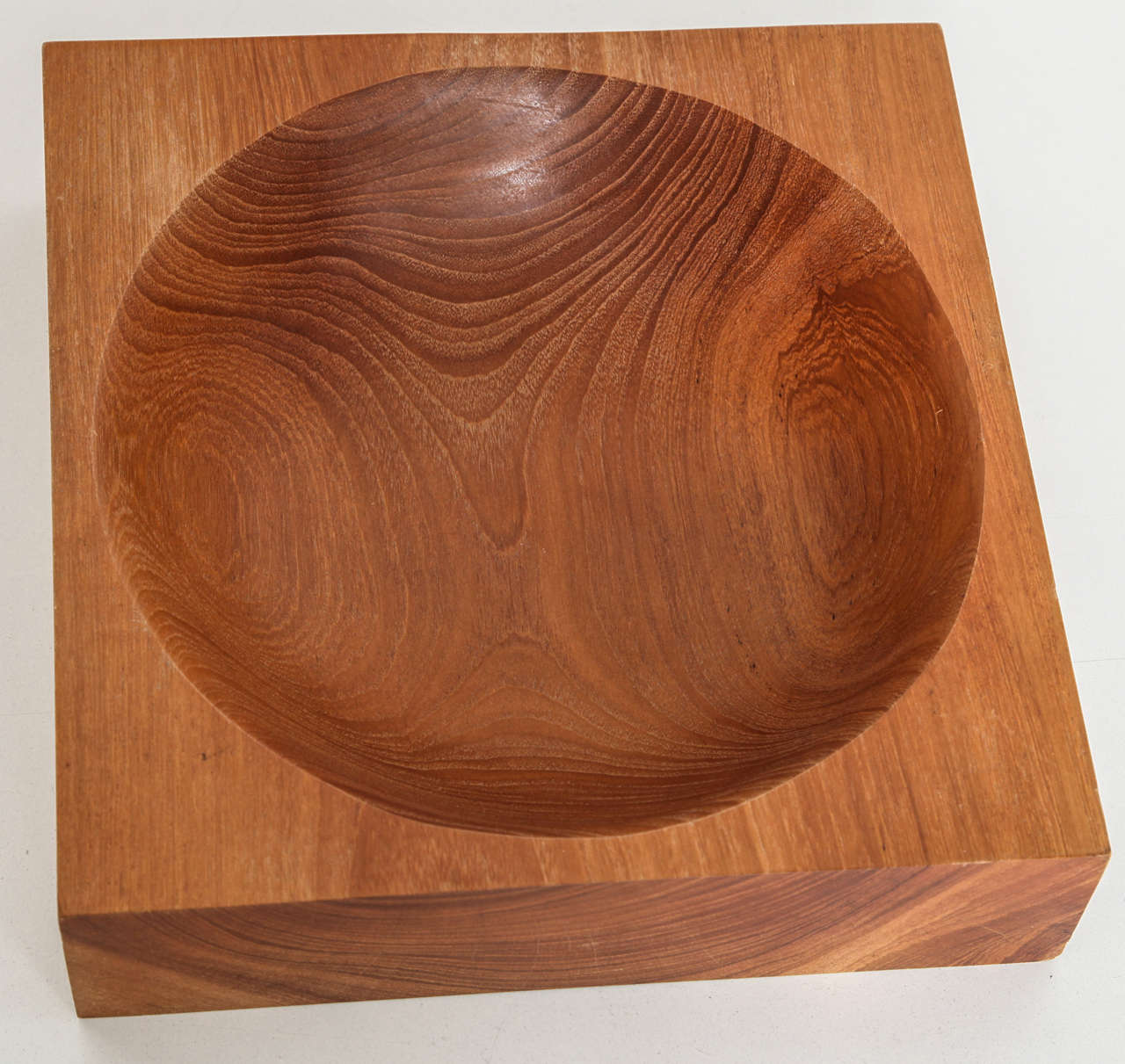 Square Wooden Bowl with Round Center at 1stDibs